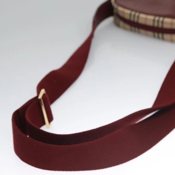 BURBERRY Nova Check Shoulder Bag Canvas Beige Red Auth 112999 - Picture 8 of 16